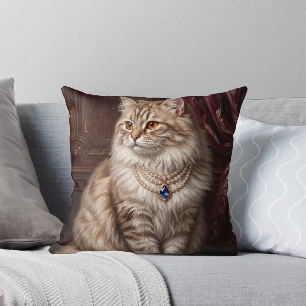 Item preview, Royal Fluffy Cat Pearl Necklace designed and sold by The Real Beast Art.