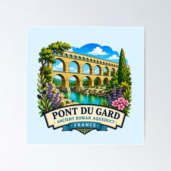 Item preview, Pont du Gard, France - Ancient Roman Aqueduct designed and sold by Myra365Art.