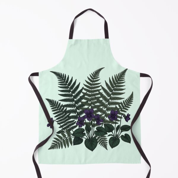 Item preview, Dark Forest Fern and Purple Violets Moody Botanical Cottagecore Art designed and sold by BreezifyDesignStudio.