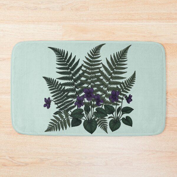 Item preview, Dark Forest Fern and Purple Violets Moody Botanical Cottagecore Art designed and sold by BreezifyDesignStudio.