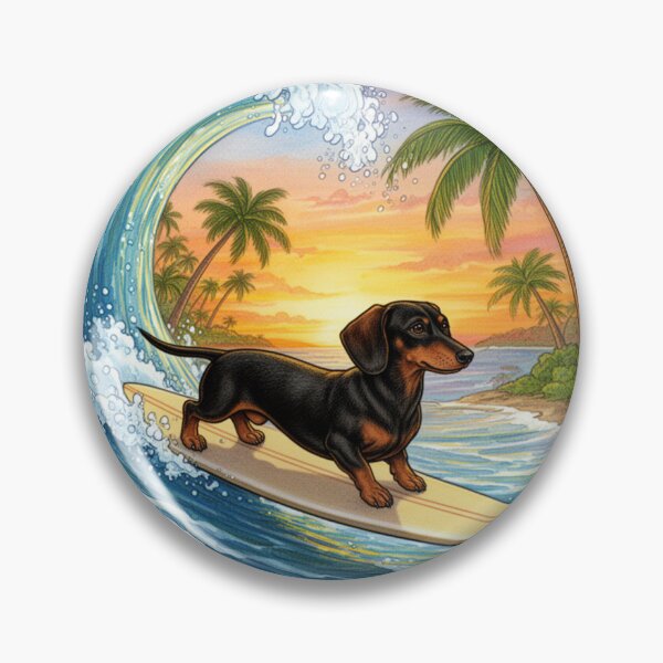 Item preview, Surfing Dachshund on a Wave - Cute Wiener Dog Beach Surf Art designed and sold by Pure Breed Studio.
