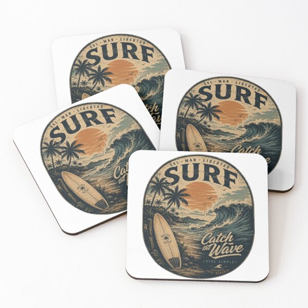 Item preview, Retro Vintage Surf - Catch the Wave, Surfboard and Tropical Sunset designed and sold by victorstudioart.