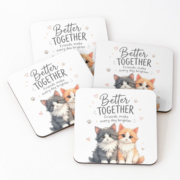 Item preview, Better Together Cute Cat Friendship Illustration designed and sold by itxelaraStudio.