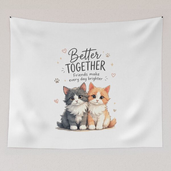 Item preview, Mejor juntos: linda ilustración de amistad entre gatos designed and sold by itxelaraStudio.