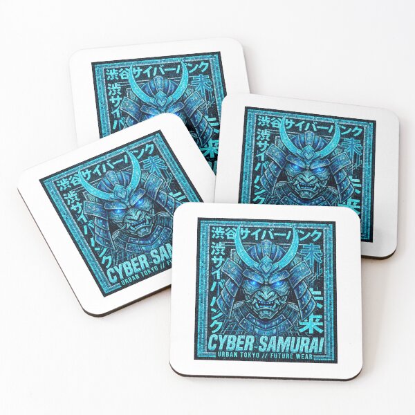Item preview, Cyber Samurai Blue Neon Mosaic - Ice Cyberpunk designed and sold by Csaba1983.