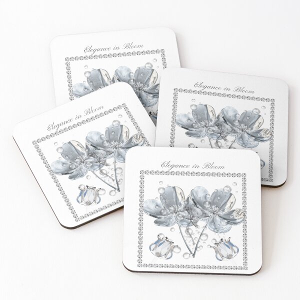 Item preview, Elegance in Bloom 3D Silver Crystal Flowers and Diamond Frame Art designed and sold by MinimalAurashop.