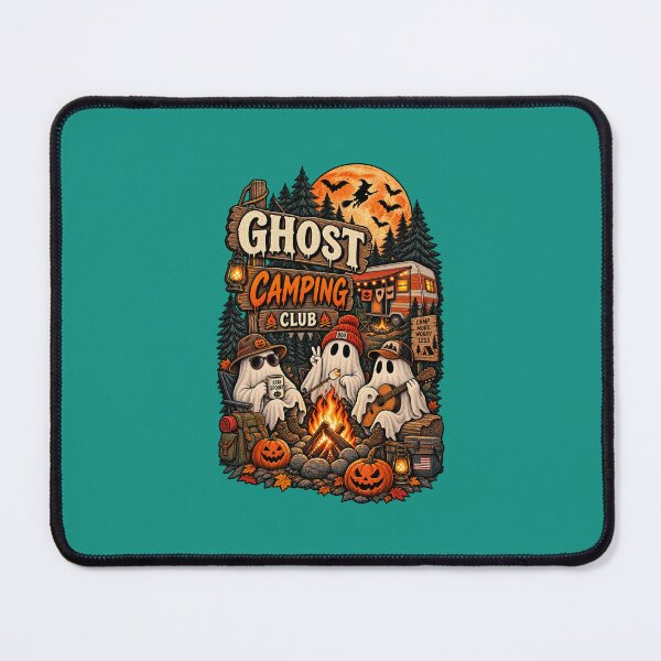 Item preview, Ghost Campfire Club Cute Camping Halloween Retro Design designed and sold by mocci10.
