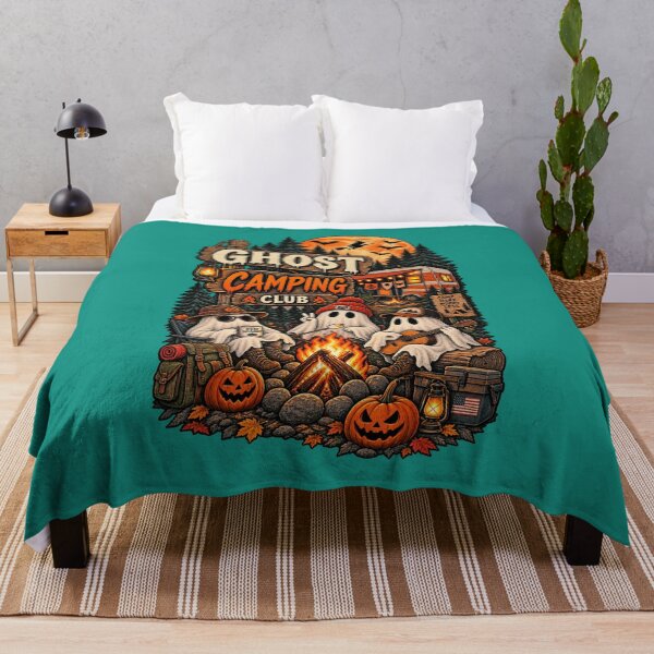 Item preview, Ghost Campfire Club Cute Camping Halloween Retro Design designed and sold by mocci10.