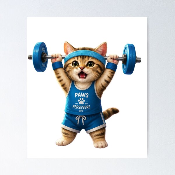 Item preview, Paws Persevere - Funny Gym Cat Weightlifting designed and sold by SALVO180674.