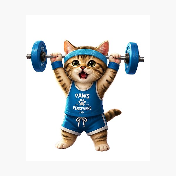 Item preview, Paws Persevere - Funny Gym Cat Weightlifting designed and sold by SALVO180674.