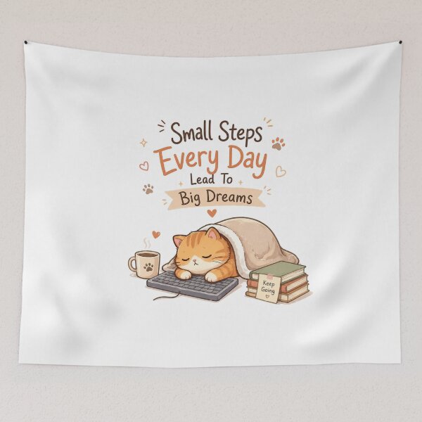Item preview, Small Steps Every Day Cute Cat Motivation designed and sold by itxelaraStudio.