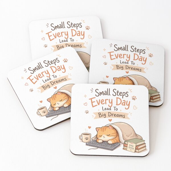 Item preview, Small Steps Every Day Cute Cat Motivation designed and sold by itxelaraStudio.