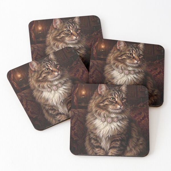 Item preview, Royal Tabby Cat Pearl Necklace designed and sold by The Real Beast Art.