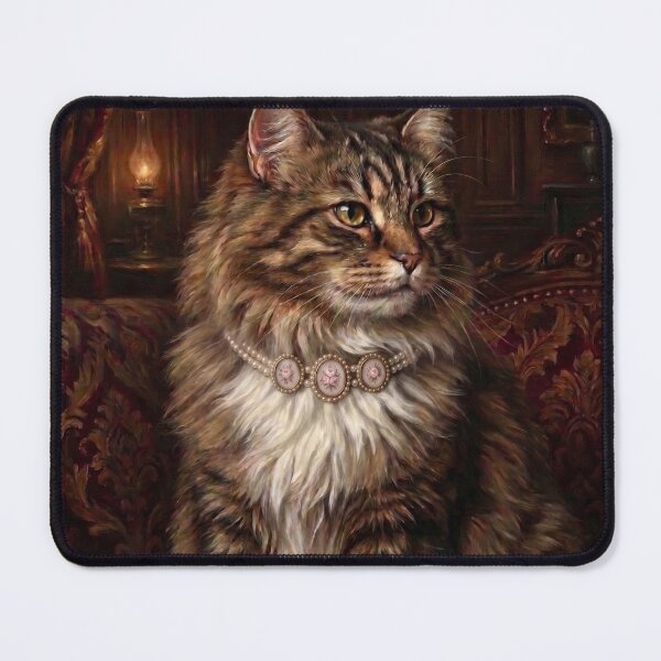 Item preview, Royal Tabby Cat Pearl Necklace designed and sold by The Real Beast Art.