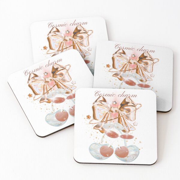Item preview, Cosmic Charm 3D Rose Gold Bow and Glossy Cherries Aesthetic Art designed and sold by MinimalAurashop.