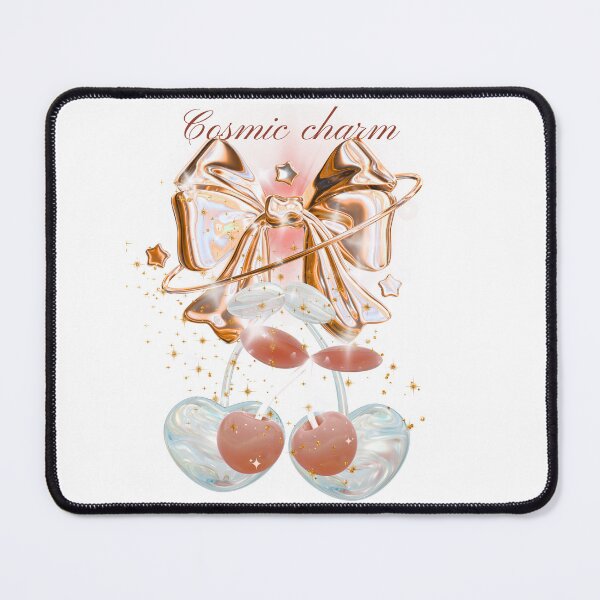 Item preview, Cosmic Charm 3D Rose Gold Bow and Glossy Cherries Aesthetic Art designed and sold by MinimalAurashop.