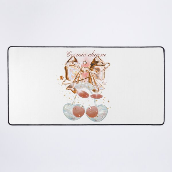 Item preview, Cosmic Charm 3D Rose Gold Bow and Glossy Cherries Aesthetic Art designed and sold by MinimalAurashop.