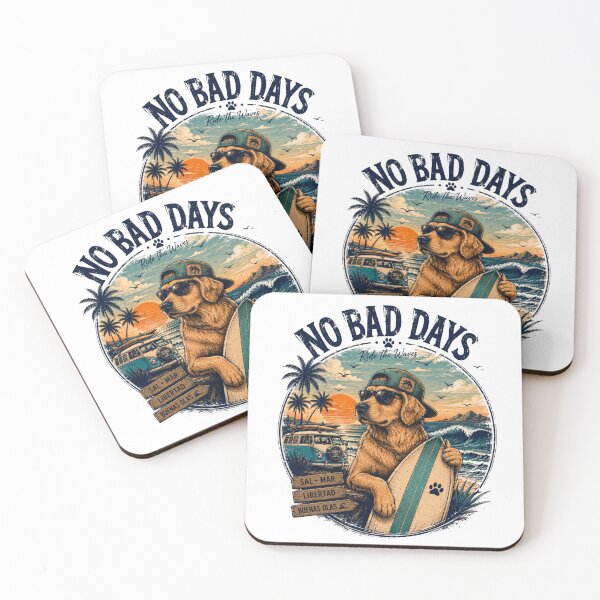 Item preview, Vintage Surfer Golden Retriever – No Bad Days | Retro T-Shirt for Surf, Beach, and Dog Lovers designed and sold by victorstudioart.