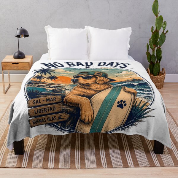 Item preview, Vintage Surfer Golden Retriever – No Bad Days | Retro T-Shirt for Surf, Beach, and Dog Lovers designed and sold by victorstudioart.