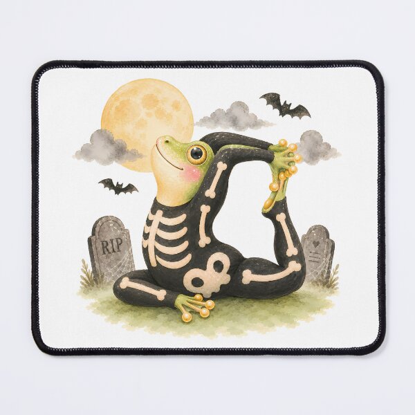 Item preview, Halloween Yoga Tree Frog in King Pigeon Pose – Cute Skeleton Costume designed and sold by YogiAnimalArt.