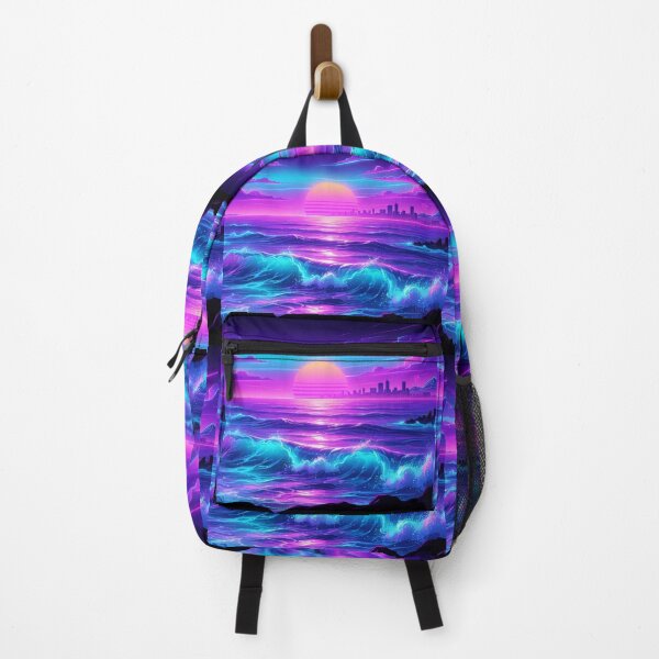 Item preview, Neon Wave Sunset Ocean Cityscape designed and sold by Owcomm.