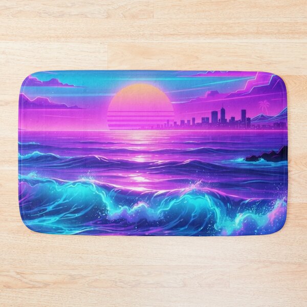 Item preview, Neon Wave Sunset Ocean Cityscape designed and sold by Owcomm.