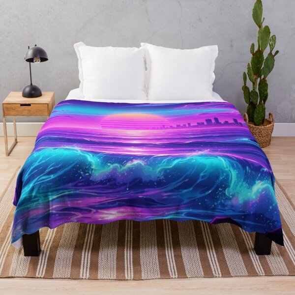 Item preview, Neon Wave Sunset Ocean Cityscape designed and sold by Owcomm.