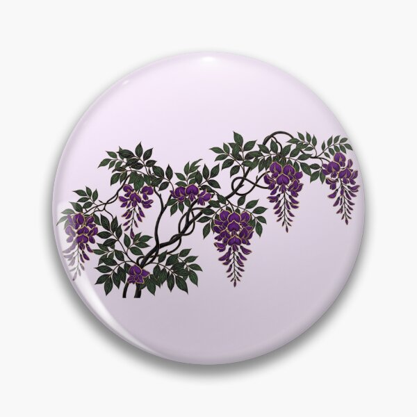 Item preview, Japanese Purple Wisteria Hanging Vine Gold Outline Dark Floral Art designed and sold by BreezifyDesignStudio.
