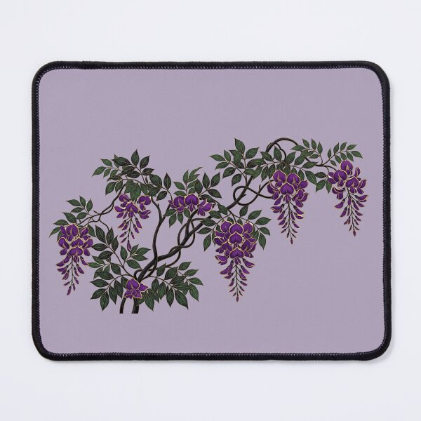 Item preview, Japanese Purple Wisteria Hanging Vine Gold Outline Dark Floral Art designed and sold by BreezifyDesignStudio.