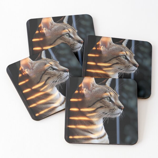 Item preview, Savannah Cat Sunlight Shadow Stripes Window Gaze Warm Feline Whiskers designed and sold by mildaclairmo.