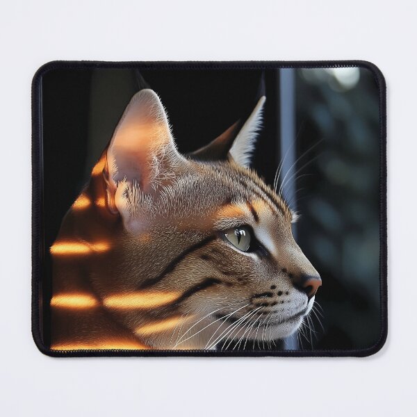Item preview, Savannah Cat Sunlight Shadow Stripes Window Gaze Warm Feline Whiskers designed and sold by mildaclairmo.