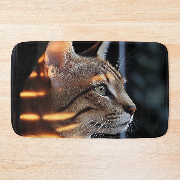 Item preview, Savannah Cat Sunlight Shadow Stripes Window Gaze Warm Feline Whiskers designed and sold by mildaclairmo.