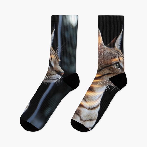 Item preview, Savannah Cat Sunlight Shadow Stripes Window Gaze Warm Feline Whiskers designed and sold by mildaclairmo.