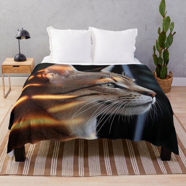 Item preview, Savannah Cat Sunlight Shadow Stripes Window Gaze Warm Feline Whiskers designed and sold by mildaclairmo.
