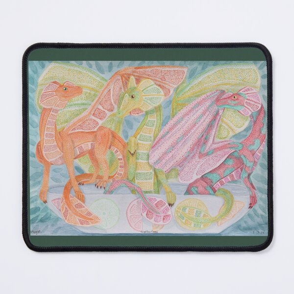Item preview, Citrus dragons watercolor painting designed and sold by WolfRaven Creations.