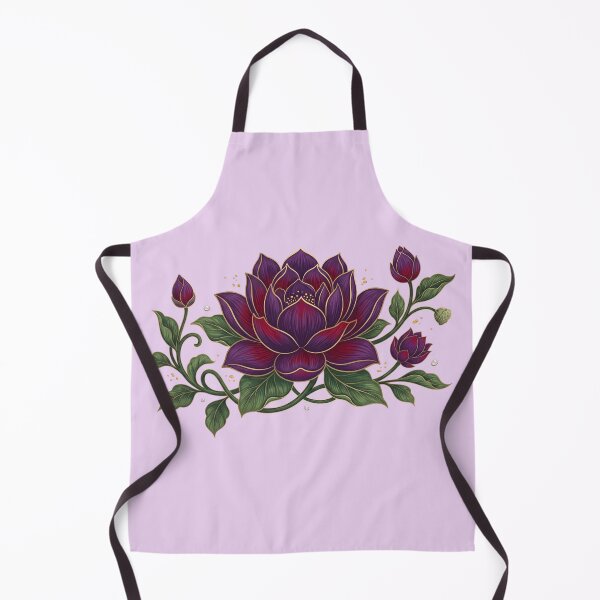 Item preview, Sacred Purple Lotus Flower Gold Filigree Oriental Dark Botanical Art designed and sold by BreezifyDesignStudio.