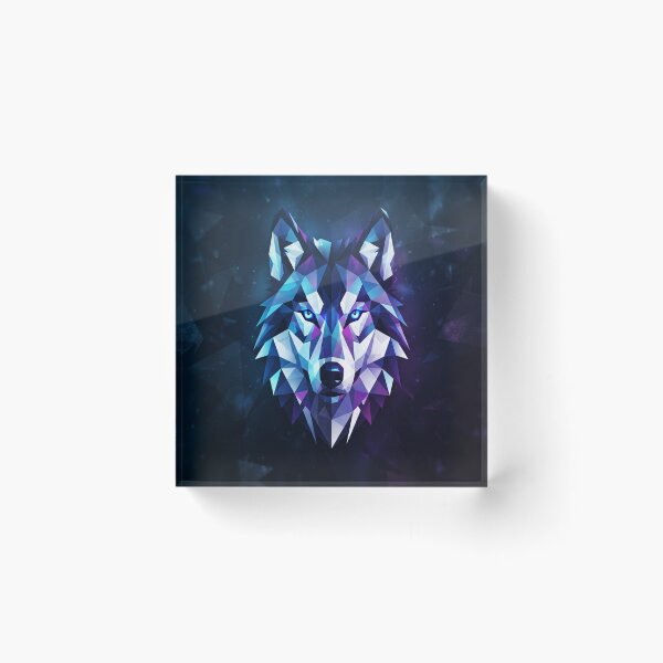Item preview, Geometric Glowing Wolf Face Portrait Illustration designed and sold by Owcomm.