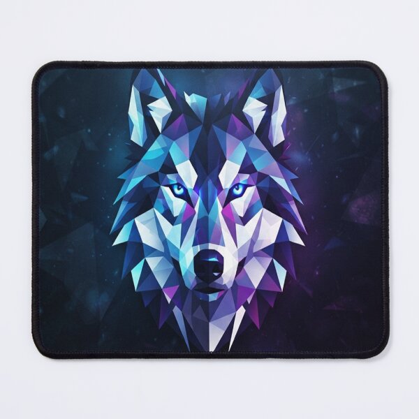 Item preview, Geometric Glowing Wolf Face Portrait Illustration designed and sold by Owcomm.