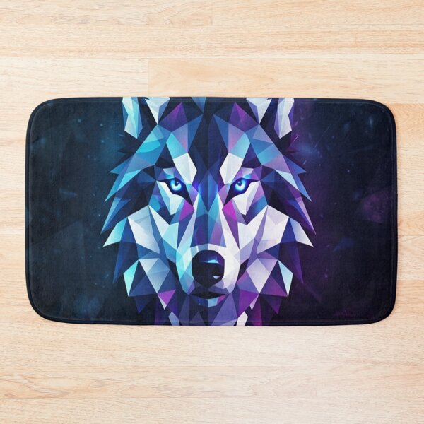 Item preview, Geometric Glowing Wolf Face Portrait Illustration designed and sold by Owcomm.
