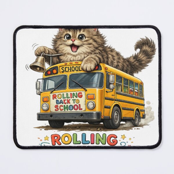 Item preview, Cute Cat Riding Yellow Bus - Fun Back to School Design for Kids & Teachers designed and sold by LavIsInTheAir.