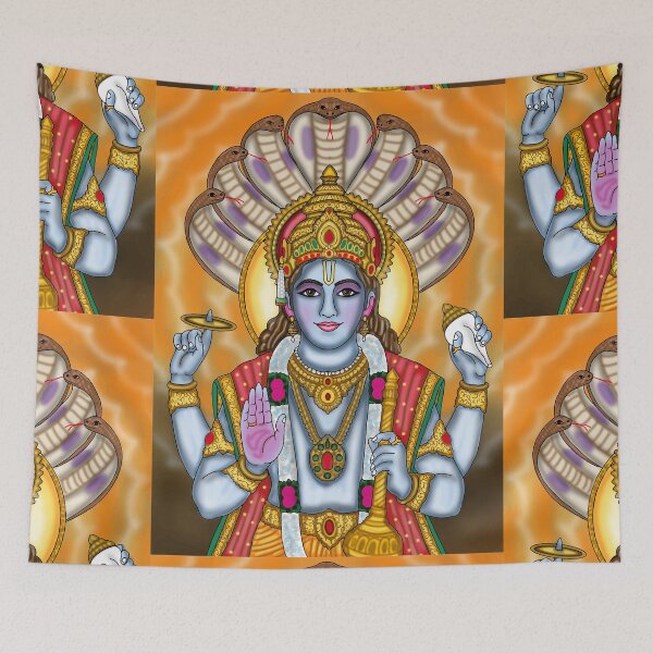 Item preview, Lord Vishnu Digital Drawing | Divine Hindu God Artwork & Spiritual Illustration designed and sold by Harshit_Digital_Arts.