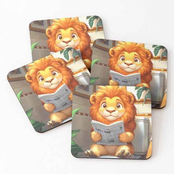 Item preview, Lion Newspaper Bathroom Kawaii Jungle Animal Reading Humor designed and sold by mildaclairmo.