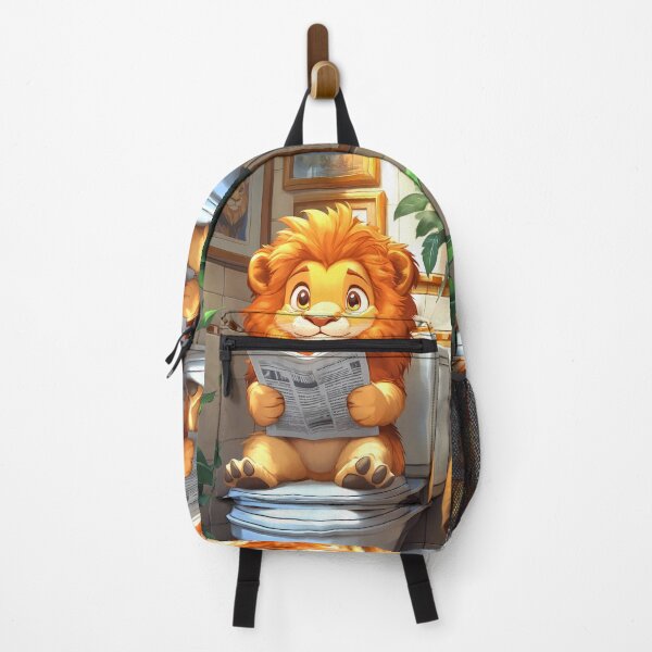 Item preview, Lion Newspaper Bathroom Kawaii Jungle Animal Reading Humor designed and sold by mildaclairmo.