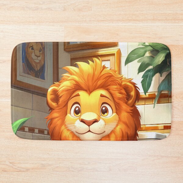 Item preview, Lion Newspaper Bathroom Kawaii Jungle Animal Reading Humor designed and sold by mildaclairmo.