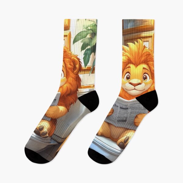 Item preview, Lion Newspaper Bathroom Kawaii Jungle Animal Reading Humor designed and sold by mildaclairmo.