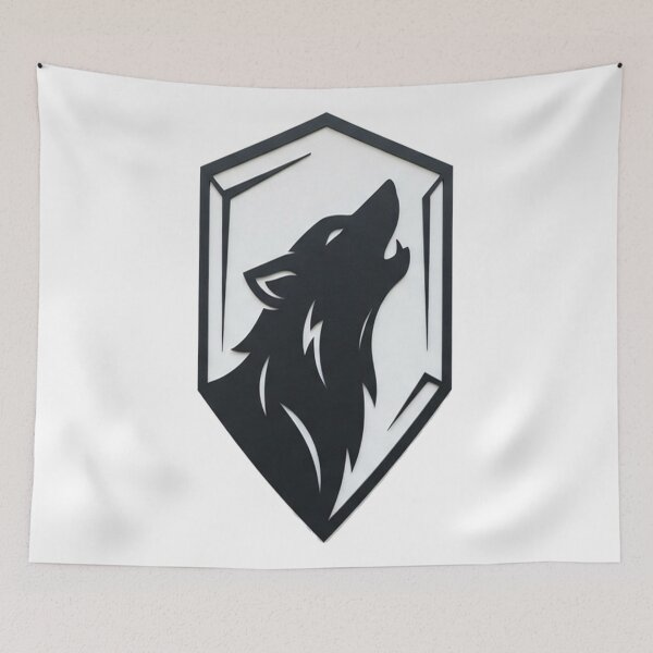 Item preview, Black and White Howling Wolf Shield Emblem designed and sold by Owcomm.