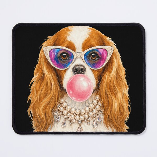 Item preview, Glam Cavalier Spaniel with Sunglasses and Pearl Necklace designed and sold by sportfantees.