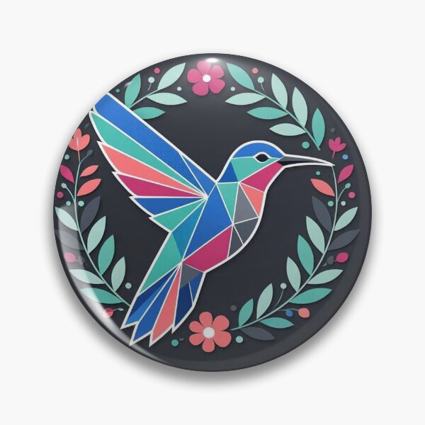 Item preview, Colorful Geometric Hummingbird With Floral Wreath designed and sold by Owcomm.