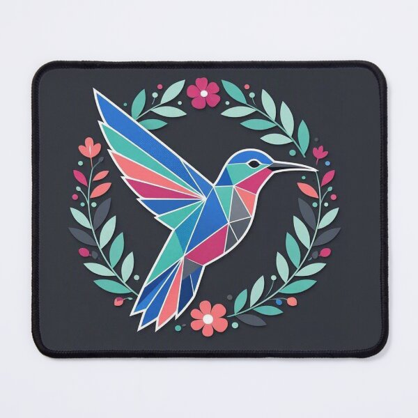 Item preview, Colorful Geometric Hummingbird With Floral Wreath designed and sold by Owcomm.