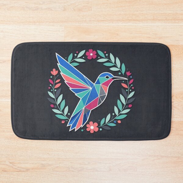 Item preview, Colorful Geometric Hummingbird With Floral Wreath designed and sold by Owcomm.